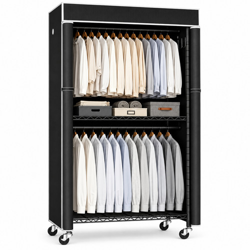 Garment rack with dust cover - garment,